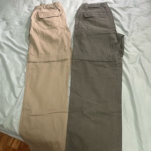 TNF convertible cargo pants，Two Pairs. Waist 32-34, Long 32. Bundle sale.